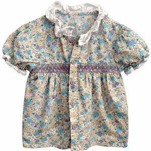 Vintage Floral Baby Dress 3-6M | Cottagecore Puff Sleeve Heirloom Style